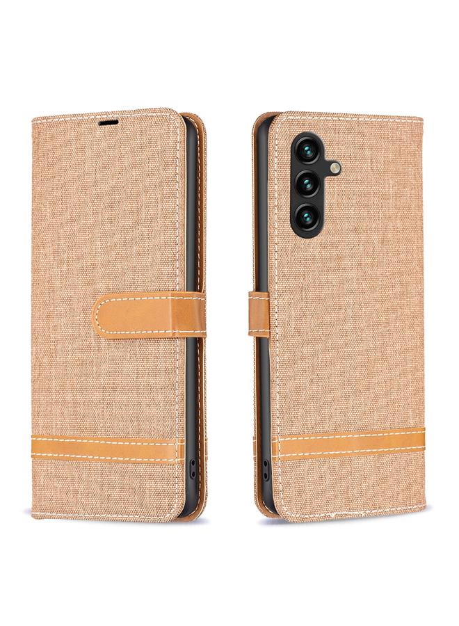 S-TOP Case For Samsung Galaxy A55 Color Block Denim Texture Leather Phone Case - Image 1