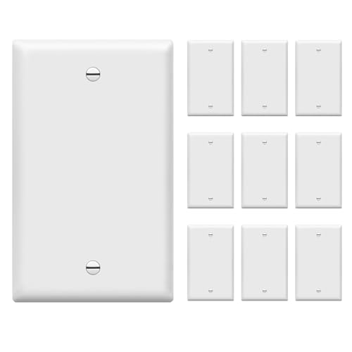 ENERLITES Blank Wall Plate Cover Gloss Finish Standard Size 1Gang 450 x 276 Polycarbonate Thermoplastic Electrical Covers for Unused OutletsSwitches 8801W10PCS White 10 Pack