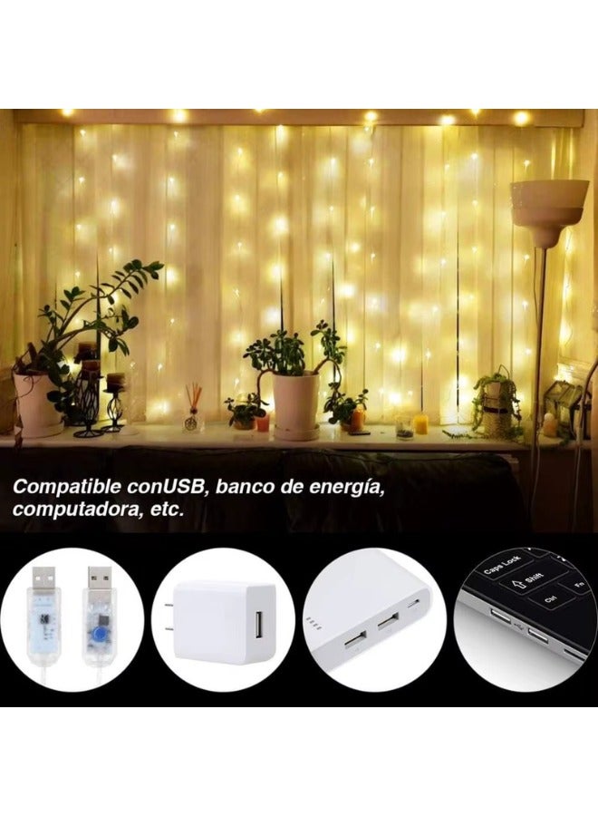 LED Curtain Lights 3*0.5 (72 LEDs) - Decor for Ramadan, Eid, Parties & Romantic Ambience - Image 4