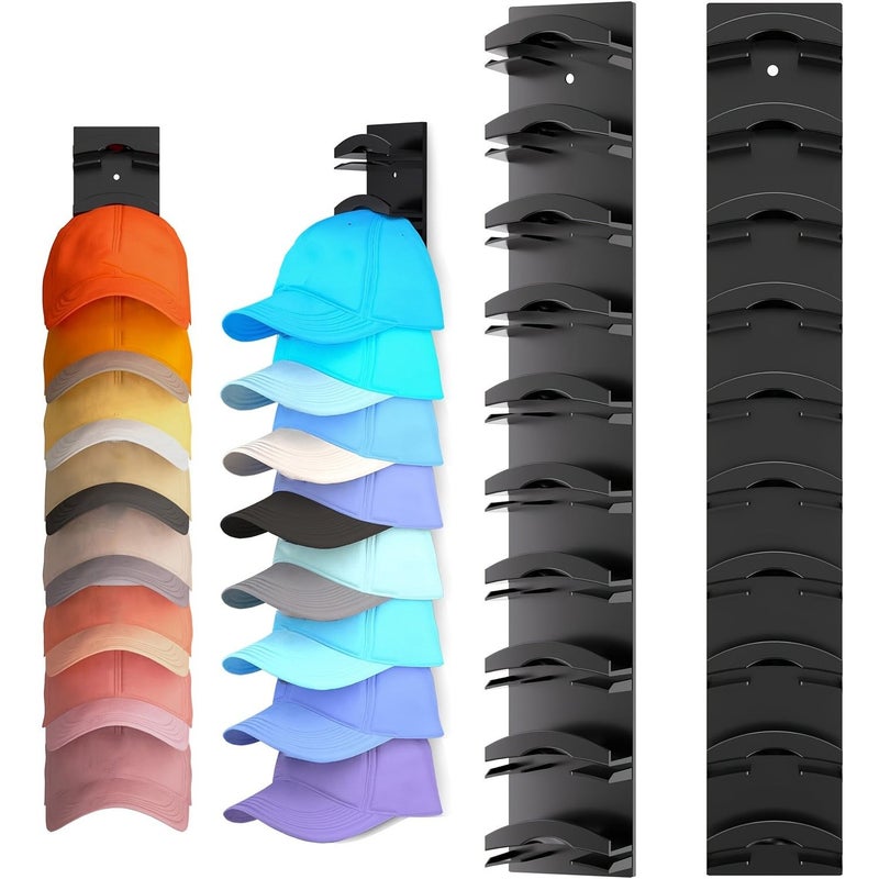 Baseball Cap Rack Organizer Wall Mounted Hat Rack Holds 20 Hats Over The Door Closet Hat Hook Display Multi Layer Storage Two Installation Methods - Image 1