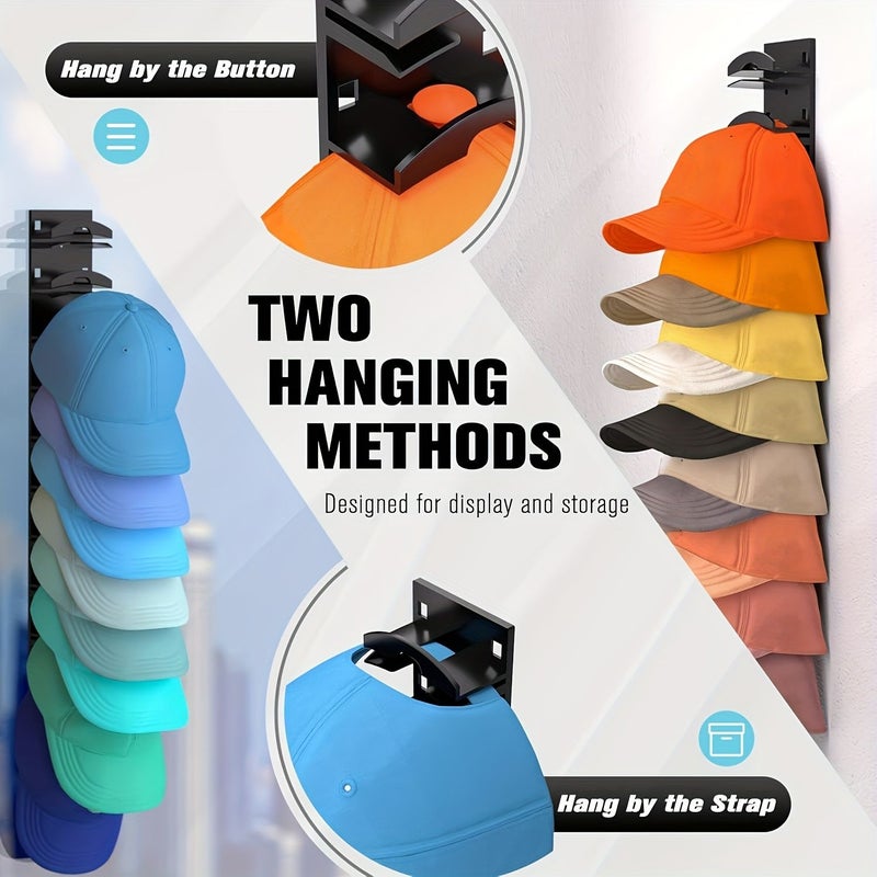Baseball Cap Rack Organizer Wall Mounted Hat Rack Holds 20 Hats Over The Door Closet Hat Hook Display Multi Layer Storage Two Installation Methods - Image 2