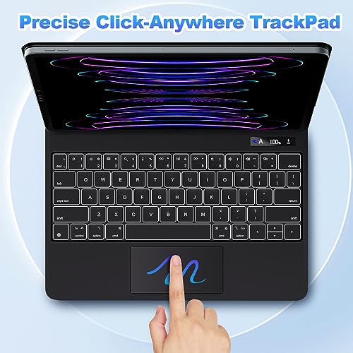 GOOJODOQ Magnetic Keyboard for iPad Air 11-inch (M2) 2024 & iPad Pro 11 inch (4th/3rd/2nd/1st) Gen 2022,iPad Air 5th/4th Gen 10.9",Click-Anywhere Trackpad with 7 Color Backlit Floating Keyboard-Black - Image 4