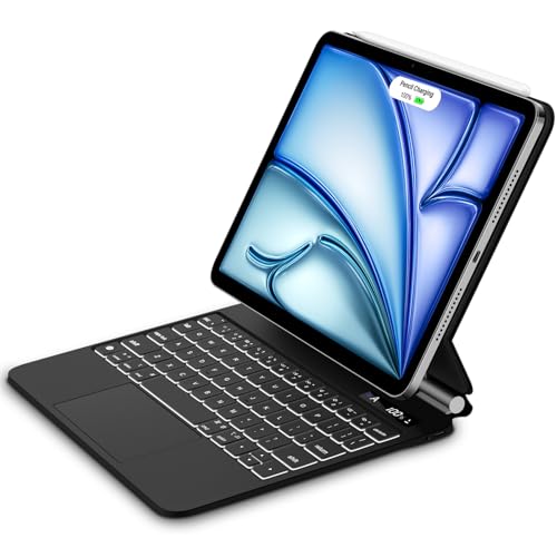 GOOJODOQ Magnetic Keyboard for iPad Air 11-inch (M2) 2024 & iPad Pro 11 inch (4th/3rd/2nd/1st) Gen 2022,iPad Air 5th/4th Gen 10.9",Click-Anywhere Trackpad with 7 Color Backlit Floating Keyboard-Black - Image 1