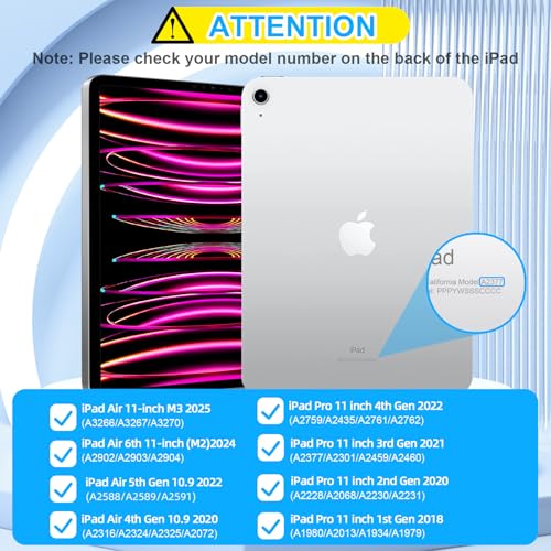 GOOJODOQ Magnetic Keyboard for iPad Air 11-inch (M2) 2024 & iPad Pro 11 inch (4th/3rd/2nd/1st) Gen 2022,iPad Air 5th/4th Gen 10.9",Click-Anywhere Trackpad with 7 Color Backlit Floating Keyboard-Black - Image 2