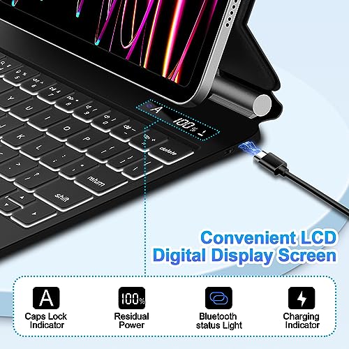 GOOJODOQ Magnetic Keyboard for iPad Air 11-inch (M2) 2024 & iPad Pro 11 inch (4th/3rd/2nd/1st) Gen 2022,iPad Air 5th/4th Gen 10.9",Click-Anywhere Trackpad with 7 Color Backlit Floating Keyboard-Black - Image 5
