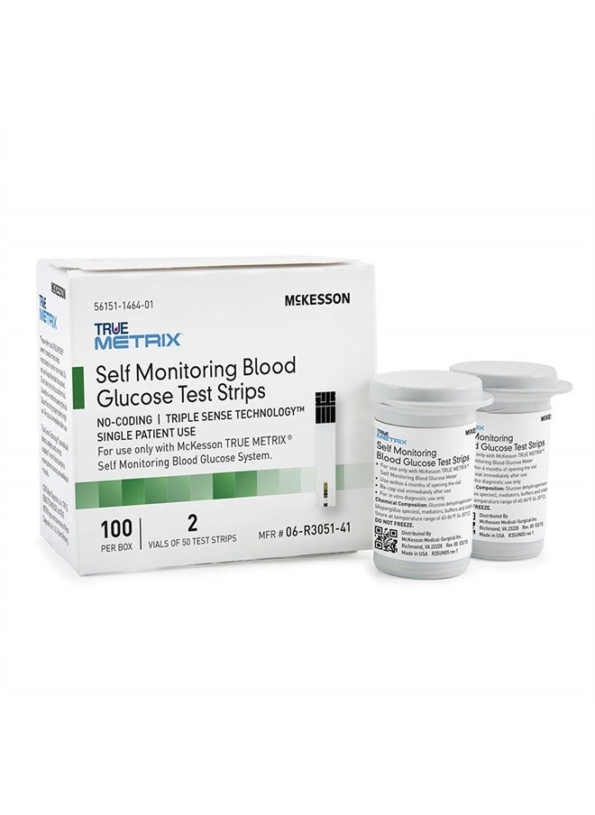 McKesson True METRIX Self-Monitoring Blood Glucose Test Strips - Supplies for Diabetes Self Monitor Systems, 100 Strips, 1 Pack  - Image 1
