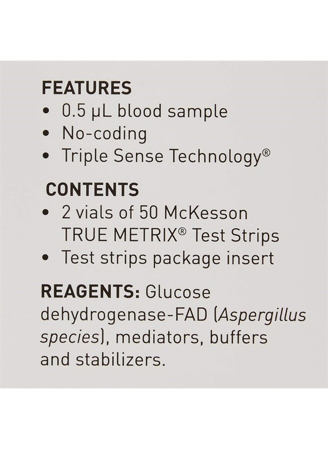 McKesson True METRIX Self-Monitoring Blood Glucose Test Strips - Supplies for Diabetes Self Monitor Systems, 100 Strips, 1 Pack  - Image 2