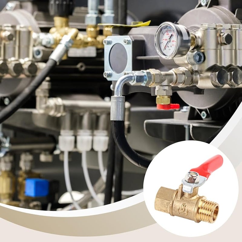 1 4 بوصة صمامات كرة نحاسية صغيرة بمقابض حمراء وشريط ختم الخيط للتحكم في الغاز والهواء والماء - Image 4