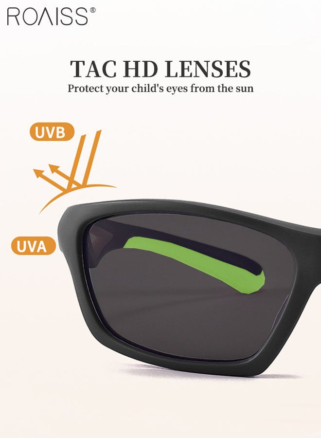 roaiss Polarized Sports Sunglasses for Boys and Girls, UV400 Protection Cycling Glasses, Dustproof Cycling Goggles for Baseball Running Outings, Black and Green - Image 5