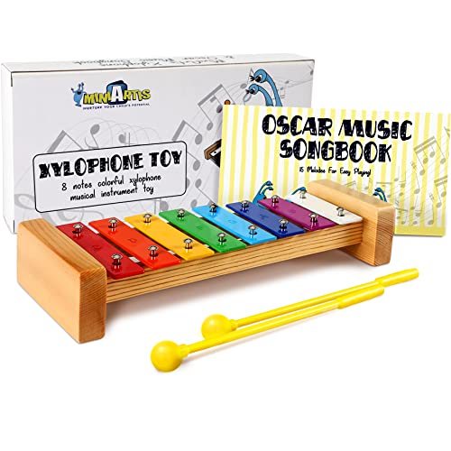 MINIARTIS Xylophone for Kids and Toddlers 8 Notes Colorful Wooden Xylophone with Mallets and 15 Music Songbook Kids Musical Instrument Educational Montessori Toys - Image 1