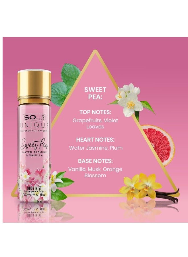 So..? رائحة الجسم الفريدة للنساء من So...? | 150 مل | عبوة من 3 | تشمل رائحة البازلاء الحلوة، كورال، وزهرة بيضاء | روائح منعشة، زهرية، وحلوة | بخاخ عطر مختلط يدوم طويلاً - Image 2