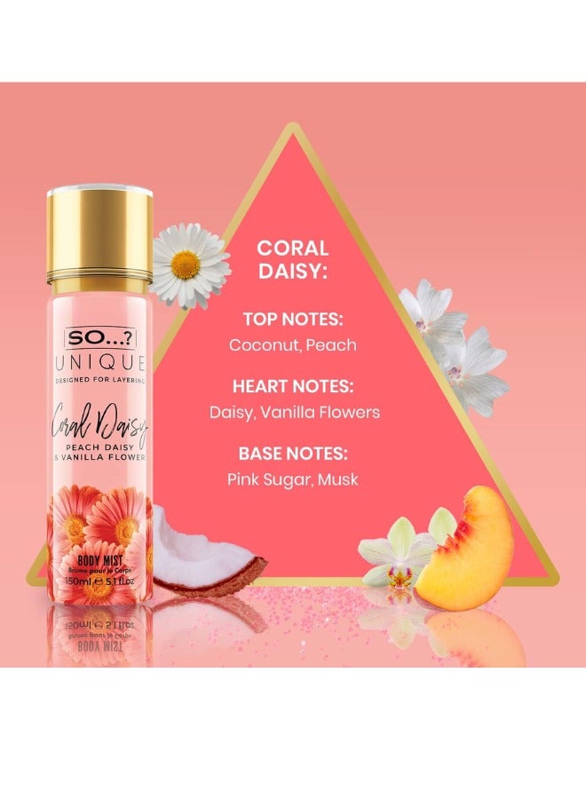 So..? رائحة الجسم الفريدة للنساء من So...? | 150 مل | عبوة من 3 | تشمل رائحة البازلاء الحلوة، كورال، وزهرة بيضاء | روائح منعشة، زهرية، وحلوة | بخاخ عطر مختلط يدوم طويلاً - Image 3