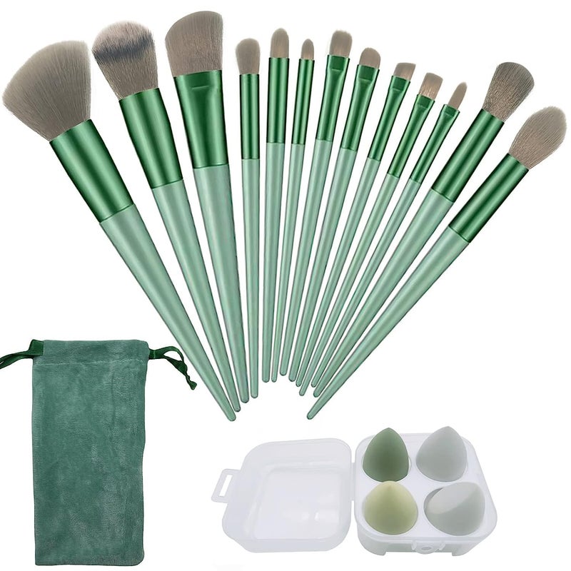 JIFFIX 13 pcs Makeup Brushes Set with Beauty Blender Eyeshadow Brush Set with Cloth Bag and 4 pcs Boxed Makeup Sponges for Foundation - Image 1