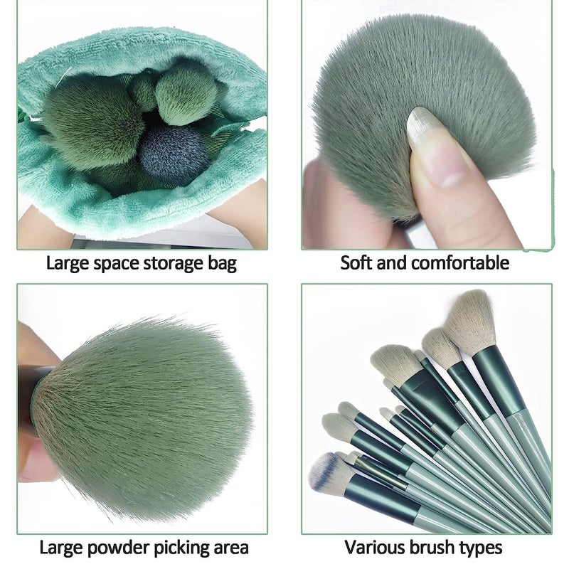 JIFFIX 13 pcs Makeup Brushes Set with Beauty Blender Eyeshadow Brush Set with Cloth Bag and 4 pcs Boxed Makeup Sponges for Foundation - Image 3