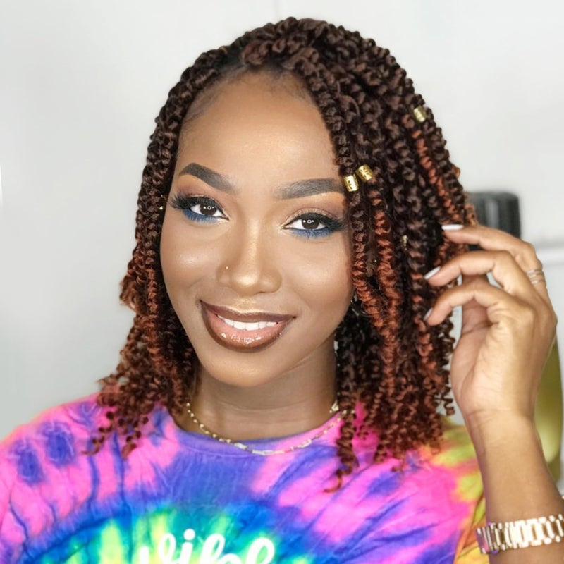 Passion Twist Hair 10 Inch 8 Packs Pre Twisted Passion Twist Crochet Hair For Black Women Pre Looped Passion Twist Curly Crochet Hair Short Crochet Passion Twist Hair Extensions 10 Inch T350