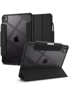 Ultra Hybrid Pro for iPad Pro 11 inch Case Cover (2024) M4 with Clear Transparent Back and Pencil Holder - Black