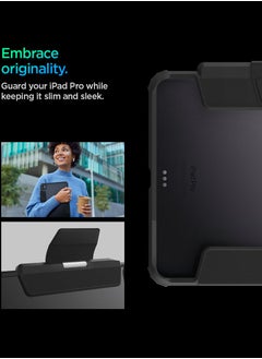 Spigen غطاء حماية Ultra Hybrid Pro لجهاز iPad Pro مقاس 11 بوصة (2024) M4 مع ظهر شفاف وحامل أقلام - أسود  - Image 3
