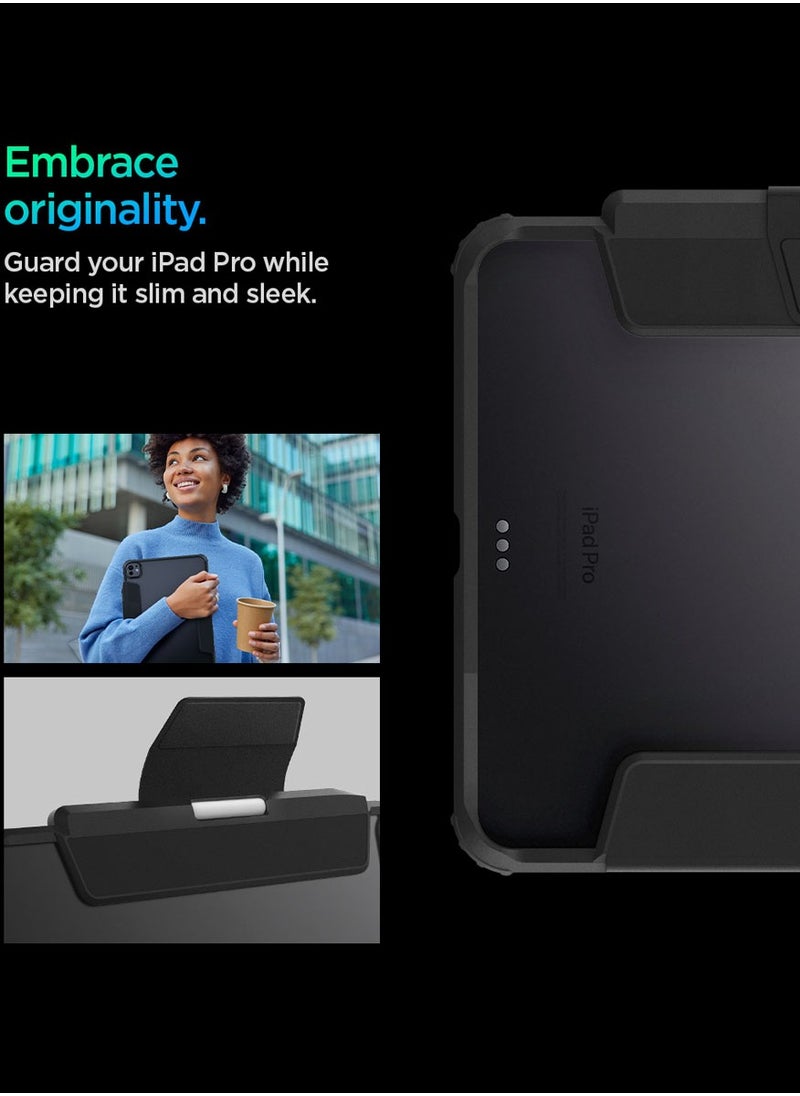 Spigen - Ultra Hybrid Pro for iPad Pro 11 inch Case Cover (2024) M4 with Clear Transparent Back and Pencil Holder - Black - Image 1