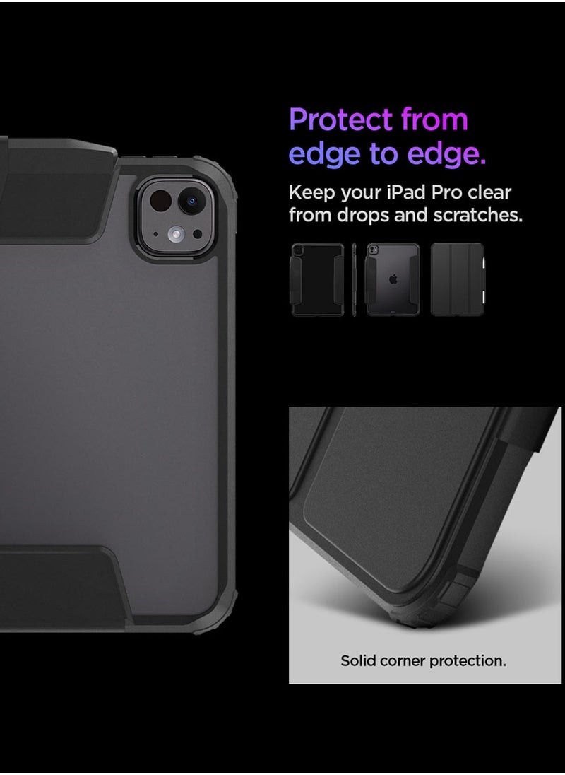 Spigen - Ultra Hybrid Pro for iPad Pro 11 inch Case Cover (2024) M4 with Clear Transparent Back and Pencil Holder - Black - Image 1