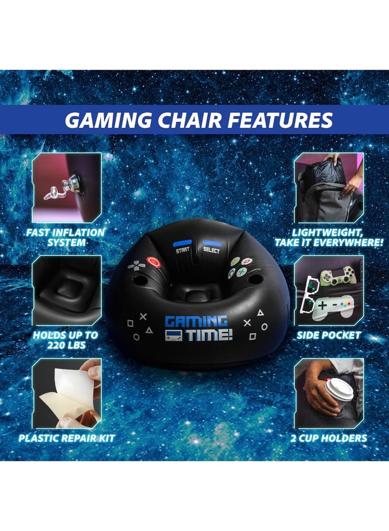 Ru syanl Inflatable Gaming Chair for Kids & Teens with Cup Holders and Side Pocket - This Air Bean Bag Game Chair is The Perfect Furniture for Gamer Room Décor (Gaming Time with Ottoman) - Image 4