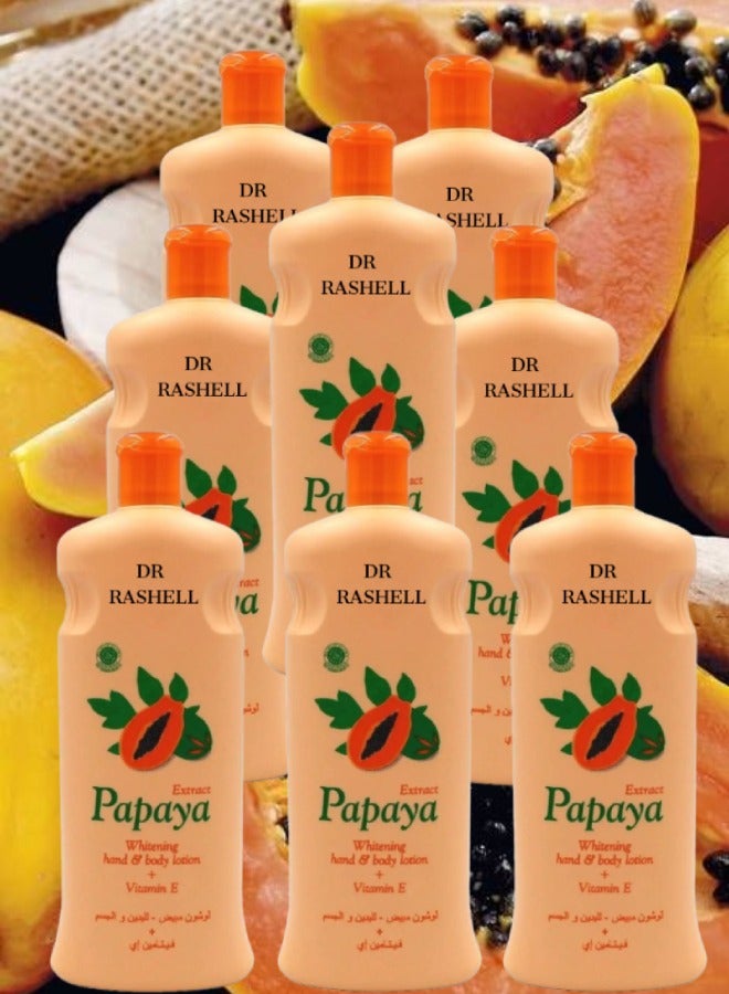 RASHELL 8 Pieces Extract Papaya Whitening Hand And Body Lotion 600ML - Image 1