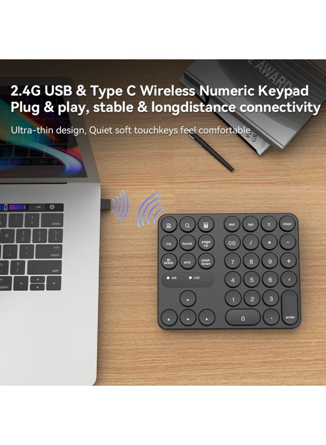 general 35-key round keycap wireless numeric keypad 2.4G button battery financial office one-handed keypad - Image 5