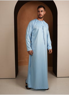 Yigo by Mariam Kandora Yacine – Sky Blue Emirati Kandora | Thobe – Soft Satin Blend | Elegant & Breathable Traditional Wear  - Image 3