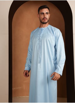 Yigo by Mariam Kandora Yacine – Sky Blue Emirati Kandora | Thobe – Soft Satin Blend | Elegant & Breathable Traditional Wear  - Image 5