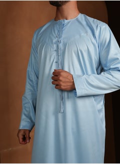 Yigo by Mariam Kandora Yacine – Sky Blue Emirati Kandora | Thobe – Soft Satin Blend | Elegant & Breathable Traditional Wear  - Image 4