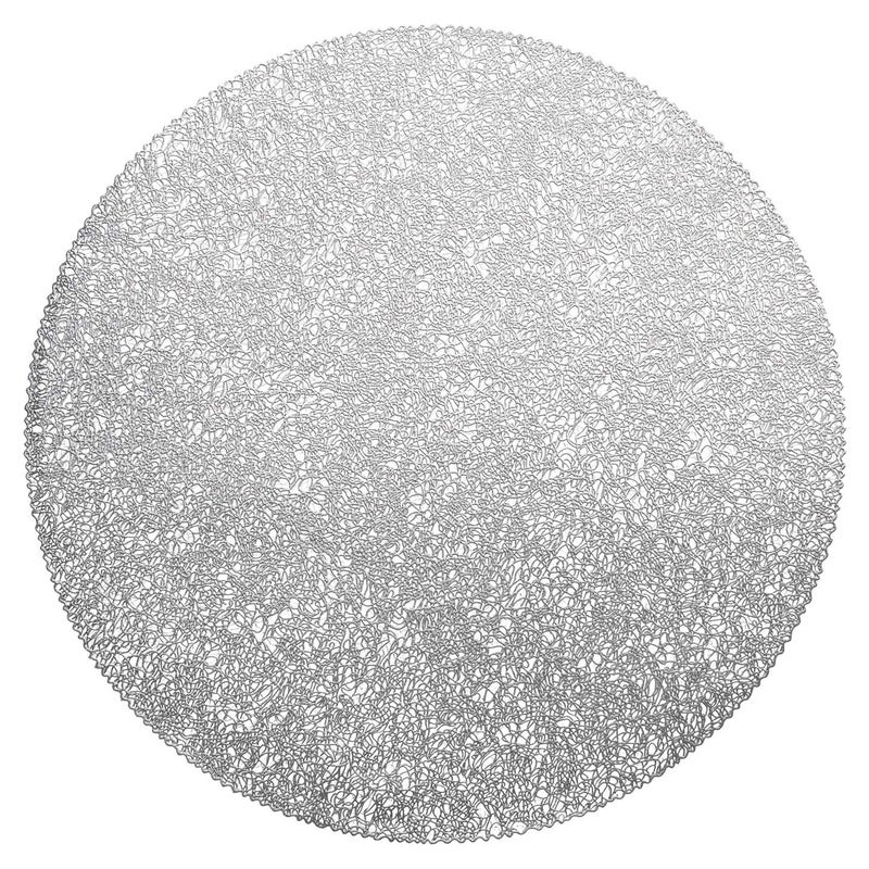 OCCASIONS FINEST PLASTIC TABLEWARE OCCASIONS  20 Pieces Pack Pressed Vinyl Metallic PlacematsWedding Accent Centerpiece Placemat Glam Round Silver 