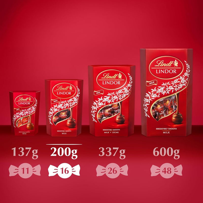 Lindt Milk Lindor Chocolate, 200 Gm (Pack Of 1) - Image 3