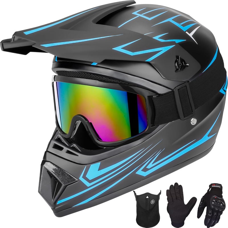 Yesmotor Youth Kids Motocross Helmet Full Face Set with Gloves, Goggles, and Mask - DOT Approved - Image 1