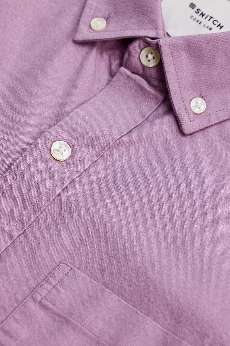 سنيتش Lavender Solid Long Sleeve Slim Fit Core Lab Shirt