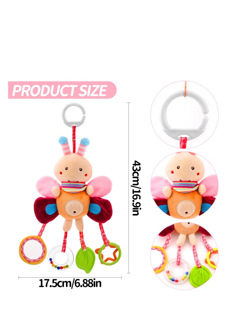 Generic - Pram Toys, Clip On Car Seat Toys Toddler Stroller Toys with Hanging Rattle, Sensory Toys for Baby Girls and Boys, Crib Travel Activity Plush Toys for Newborn 6-12 Months - Image 1