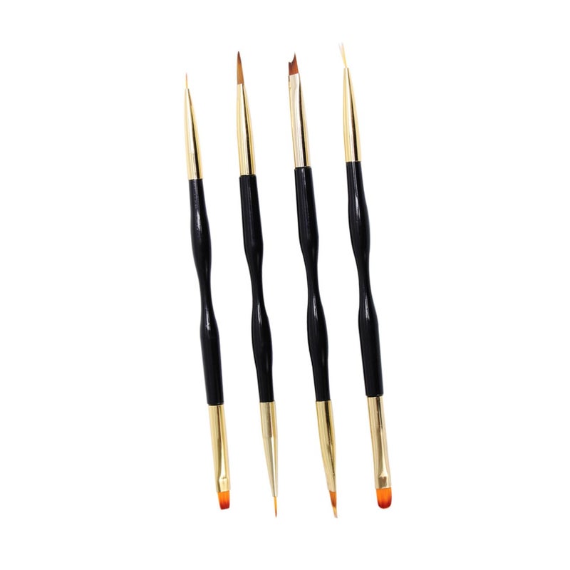 4 قطع من أقلام فرشاة فن الأظافر ذات النهايتين مجموعة لأدوات رسم مانيكير الجل - Image 1