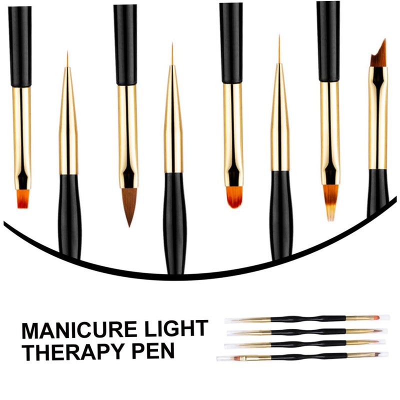 4 قطع من أقلام فرشاة فن الأظافر ذات النهايتين مجموعة لأدوات رسم مانيكير الجل - Image 4