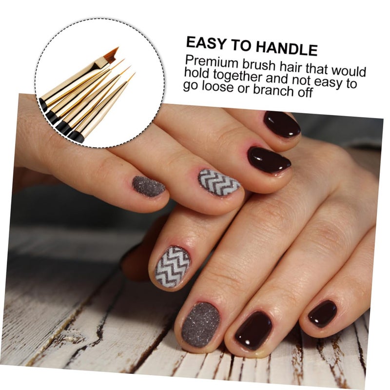 4 قطع من أقلام فرشاة فن الأظافر ذات النهايتين مجموعة لأدوات رسم مانيكير الجل - Image 5