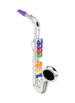 Generic Fake Saxophone Toy, Simulation Music Saxophone Model, Childrens Music Toy, Portable Toddler Toy, Reusable Stage Performance Prop Toy, Trumpet Musical Wind Instruments for Kids Gift Silver(1 Pack)  - Image 1