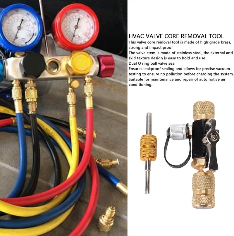 Air Conditioner Valve Core Remover with 1/4 Inch and 5/16 Inch Ports for R22 R410A Systems, HVAC Valve Core Removal Tool for Car and Home AC Maintenance - Image 2