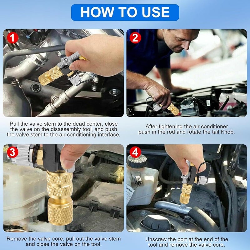 Air Conditioner Valve Core Remover with 1/4 Inch and 5/16 Inch Ports for R22 R410A Systems, HVAC Valve Core Removal Tool for Car and Home AC Maintenance - Image 4