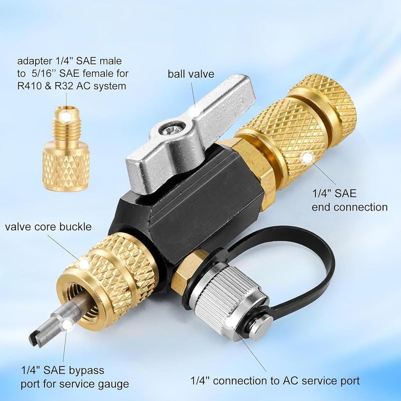 Air Conditioner Valve Core Remover with 1/4 Inch and 5/16 Inch Ports for R22 R410A Systems, HVAC Valve Core Removal Tool for Car and Home AC Maintenance - Image 3