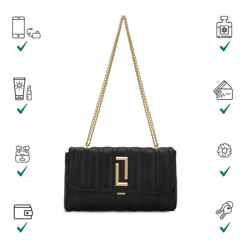 لافي لافى لوكس حقيبة كتف نسائية صغيرة مالو أسود - Image 5