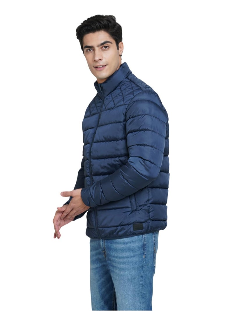 Jack & Jones Men Regular Fit Navy Blue Puffer Jacket - Image 2