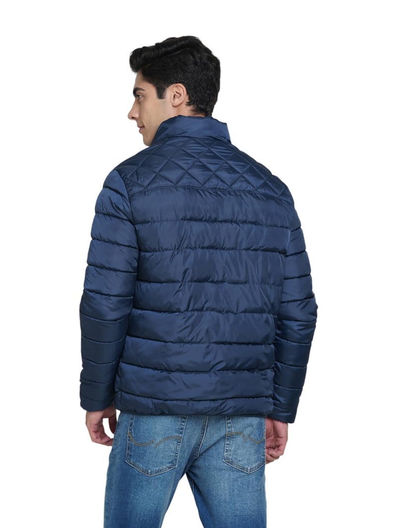 Jack & Jones Men Regular Fit Navy Blue Puffer Jacket - Image 4
