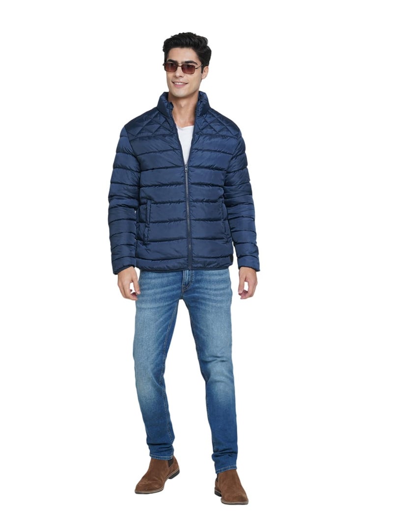 Jack & Jones Men Regular Fit Navy Blue Puffer Jacket - Image 5