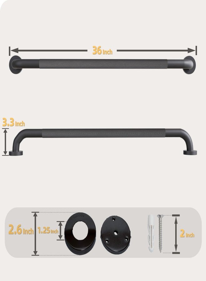 Bmoytu 1 Pack Shower Grab Bar, 36 Inch Bathroom Grab Bar Handle with Anti-Slip Knurled Grip, Stainless Steel Bath Balance Bar, 1.25" Diameter Bath Safety Bar Support for Seniors Elderly Pregnant, Matte Black - Image 2