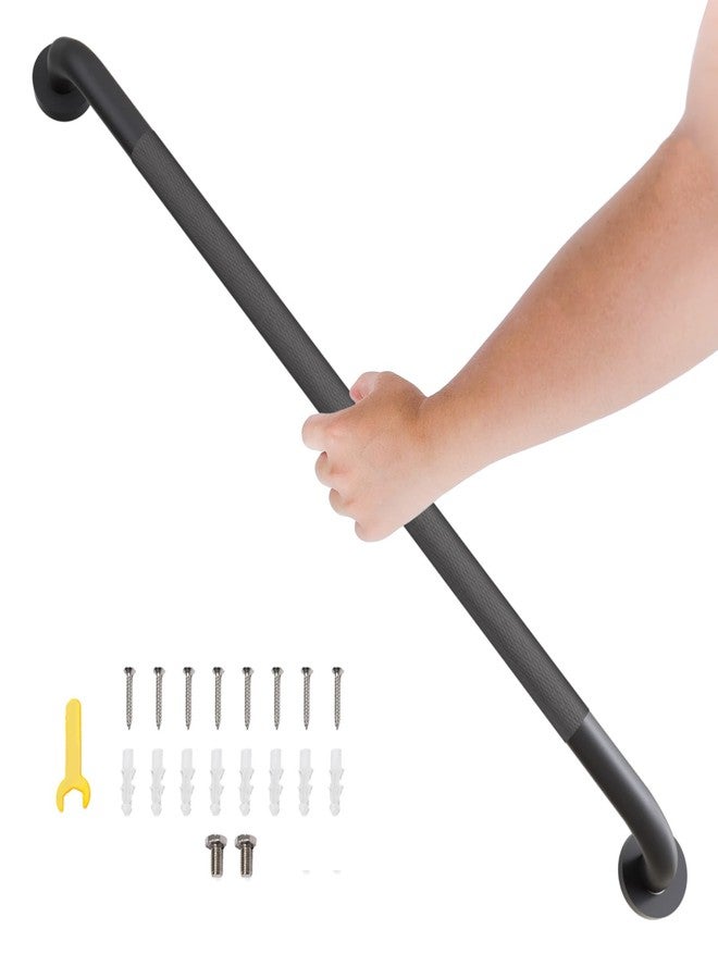 Bmoytu 1 Pack Shower Grab Bar, 36 Inch Bathroom Grab Bar Handle with Anti-Slip Knurled Grip, Stainless Steel Bath Balance Bar, 1.25" Diameter Bath Safety Bar Support for Seniors Elderly Pregnant, Matte Black - Image 1