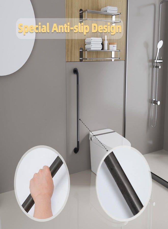 Bmoytu 1 Pack Shower Grab Bar, 36 Inch Bathroom Grab Bar Handle with Anti-Slip Knurled Grip, Stainless Steel Bath Balance Bar, 1.25" Diameter Bath Safety Bar Support for Seniors Elderly Pregnant, Matte Black - Image 3