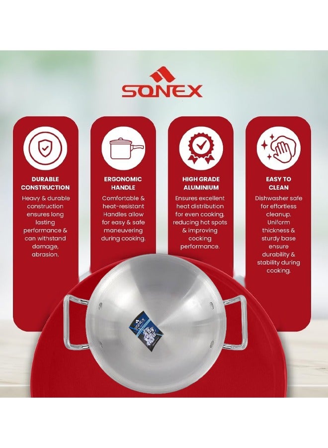 SONEX Sonex Round Karahi Set – Authentic Aluminium Wok, 1x5,  5 Pcs with Lids, Sizes 24-34 cm (2.5-7.5 Ltr), Long-Lasting Durable Construction, Versatile Cooking, Premium Metal Finish, Dishwasher Safe  - Image 3