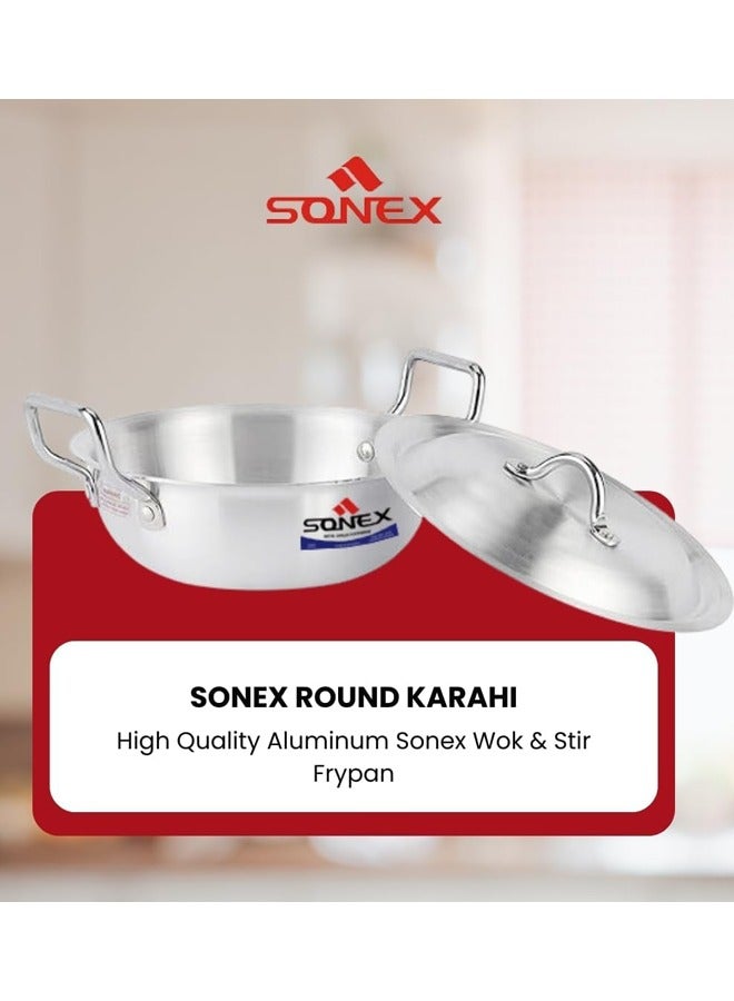 SONEX Sonex Round Karahi Set – Authentic Aluminium Wok, 1x5,  5 Pcs with Lids, Sizes 24-34 cm (2.5-7.5 Ltr), Long-Lasting Durable Construction, Versatile Cooking, Premium Metal Finish, Dishwasher Safe  - Image 2
